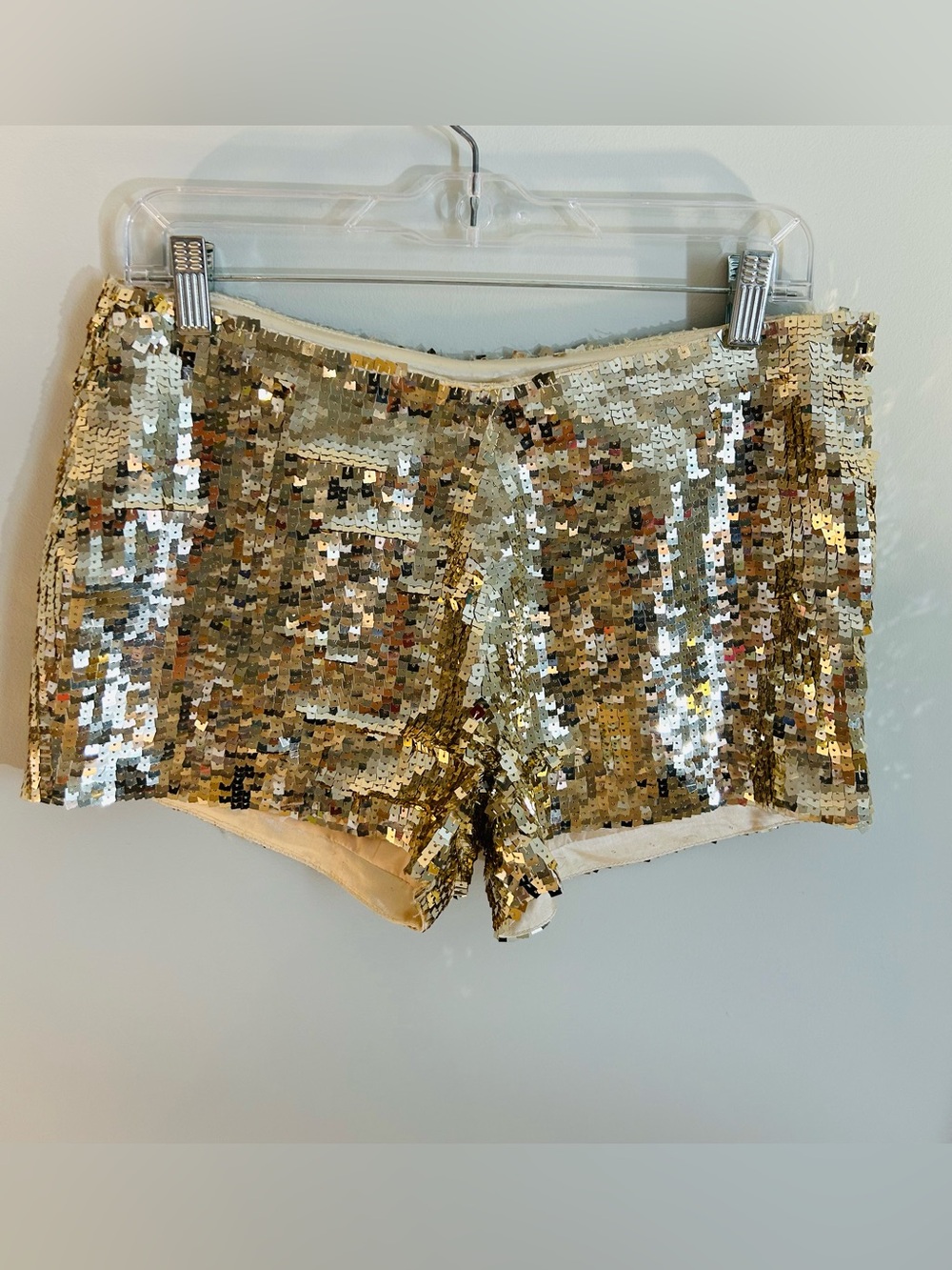 Peppe Peluso Gold Sequin Women's Party Shorts Size M